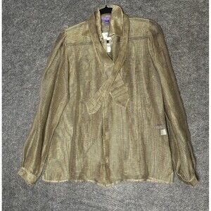 NEW  $1200.00 RALPH LAUREN PURPLE LABEL COLLECTION OLIVE BLOUSE  SZ 8